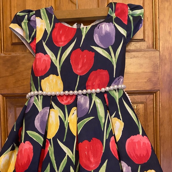 NWT Cute Toddler Girls Navy Multi Dress - Picture 3 of 12